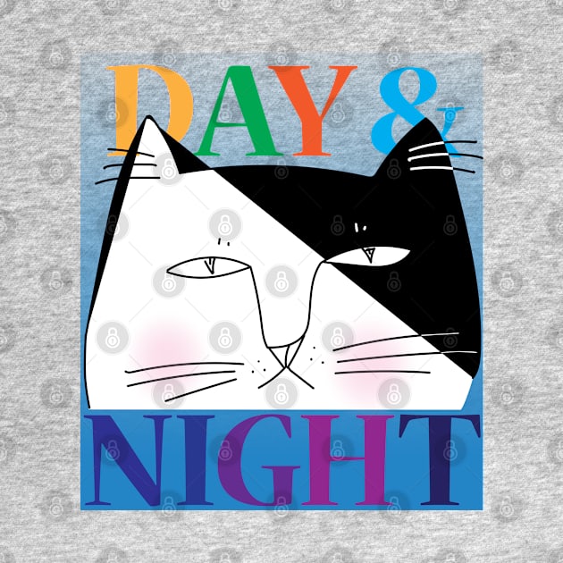 Day & Night tuxedo cat by HelenDBVickers